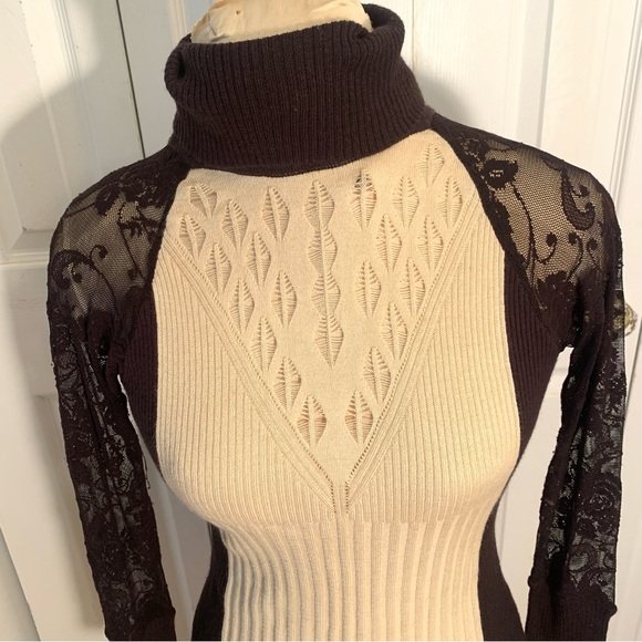 Yuka Wool mix and lace turtleneck sweater Size T2 - Picture 8 of 11